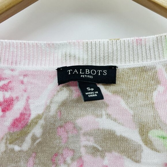 Talbots Petite Womens Size SP Small Floral Button Down Cardigan Sweater 1166 - Picture 5 of 6